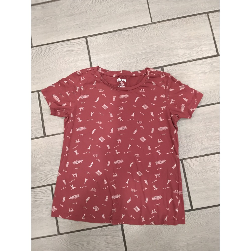 Honey Women's Red Travel Landmark Graphic T Shirt Size Small